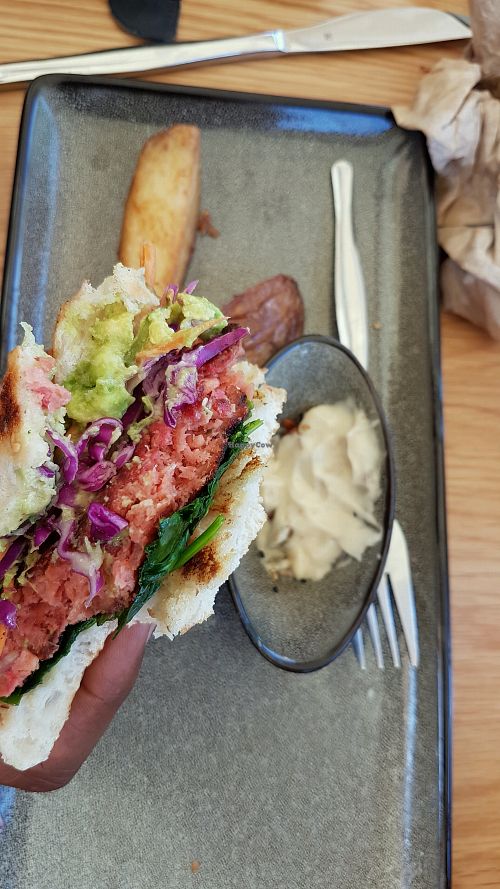 "unbeetable" burger at Cafe Vie Sunshine Coast in Buderim