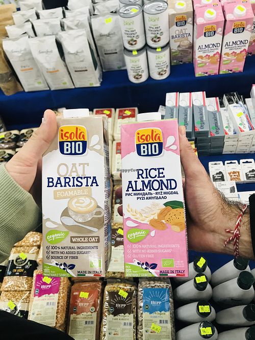 Plant based milks  at Feriköy Organic Bazaar in Istanbul