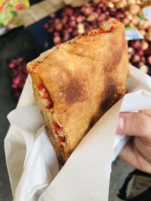 Vegan borek options   at Feriköy Organic Bazaar in Istanbul