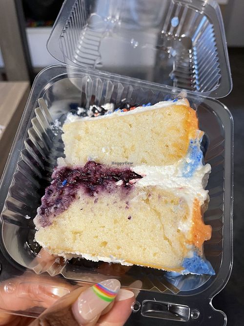 Triple Berry cake was delicious !  at Vegan East in Minneapolis