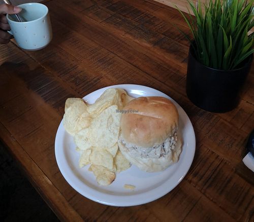 Mock chicken sandwich at Vegan East in Minneapolis