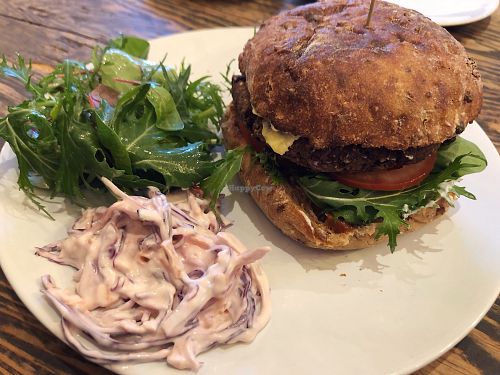 Vegan burger  at Sky Blue Cafe in Bath