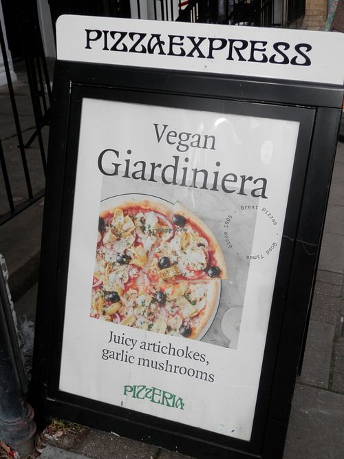 Advert for vegan pizza at Pizza Express - Jesus Lane in Cambridge