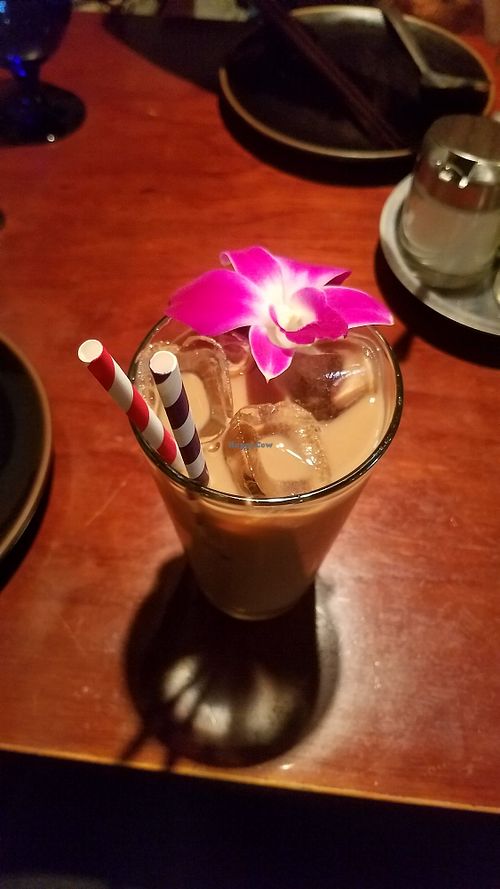 Vegan milk tea iced at Ssong Thai in Seoul