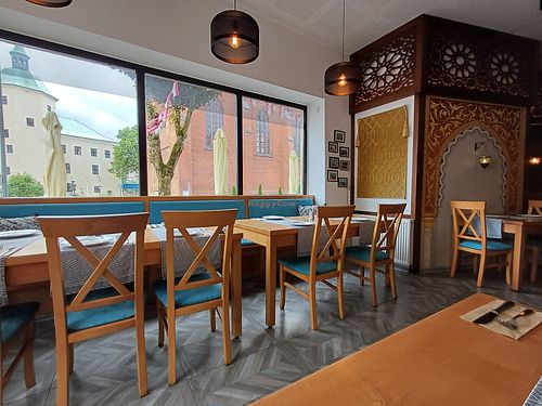 Indoor seating at Byblos Mezza House in Slupsk