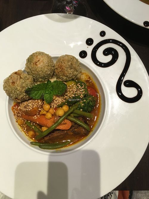 Vegetable couscous with falafels at La Tomate Noire in Corsica