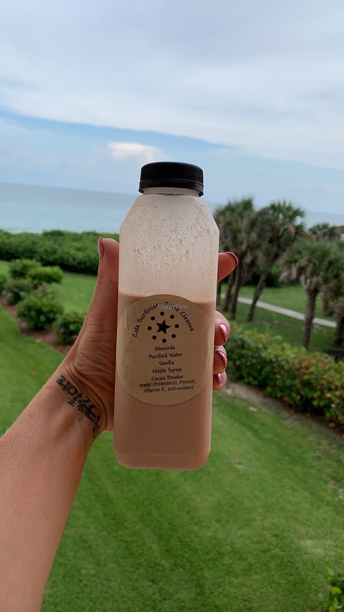 Chocolate almond mylk #spacecoastvegan  at Cafe Surfinista in Indialantic