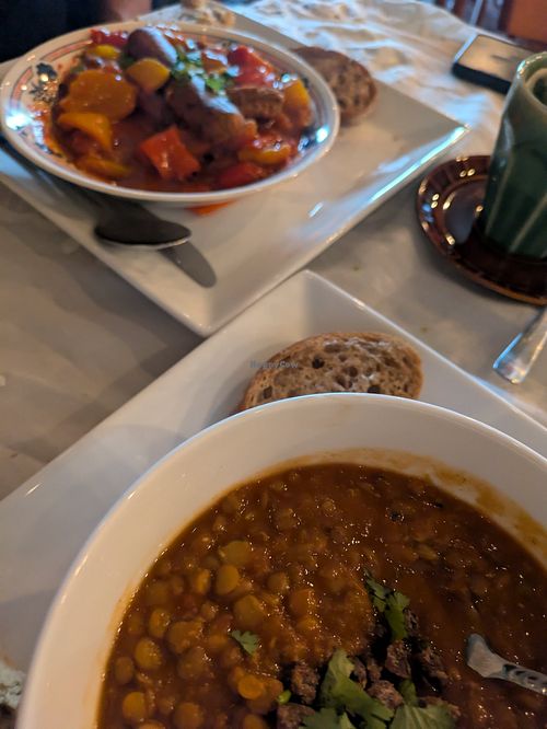 Lentil soup and Shakshuka. at Tehusid in Egilsstadir