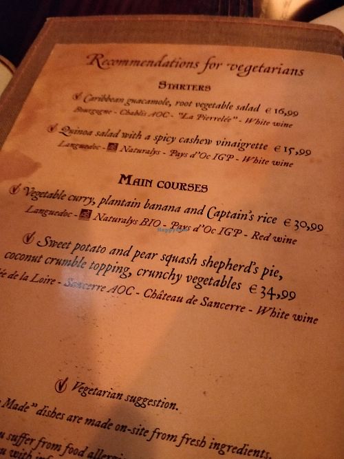 The veggie options at Captain Jack's in Marne-la-vallee