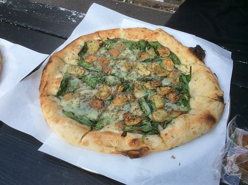 Roast potato topping pizza at Saint Pizza in East London