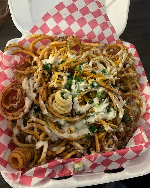 Spiral fries at Blue Sage Vegan Bistro in Little Rock