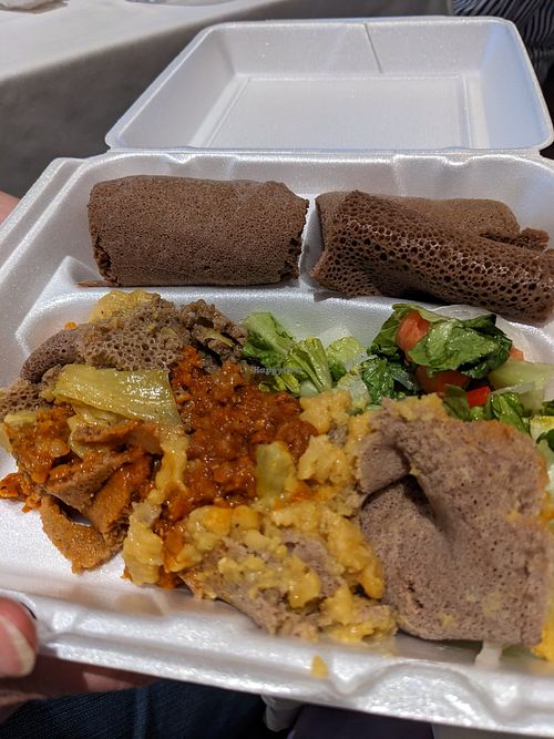 Take out leftovers at Lucy Ethiopian Restaurant and Lounge in Houston