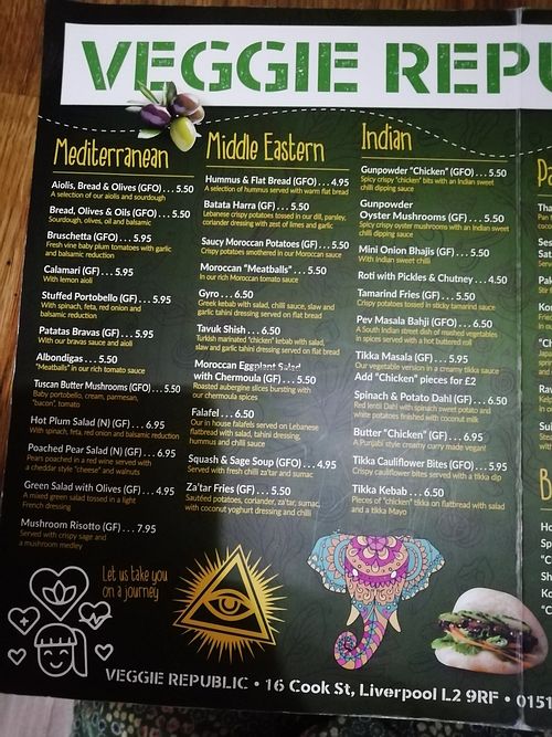 Menu 2 at Veggie Republic in Liverpool