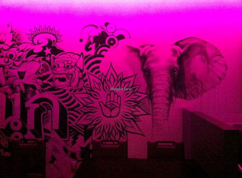 cool mural inside dining area at ChuChai in Montreal