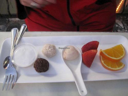 Tapioca pudding, raw macarons, litchee and fruits at ChuChai in Montreal