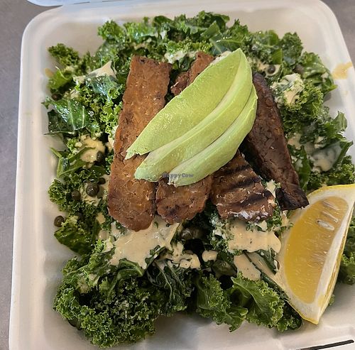 Kale Caesar salad with tempeh bacon   at Seed Cafe in Minneapolis