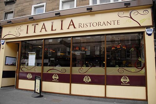 Restaurant front at Bar Italia in Edinburgh