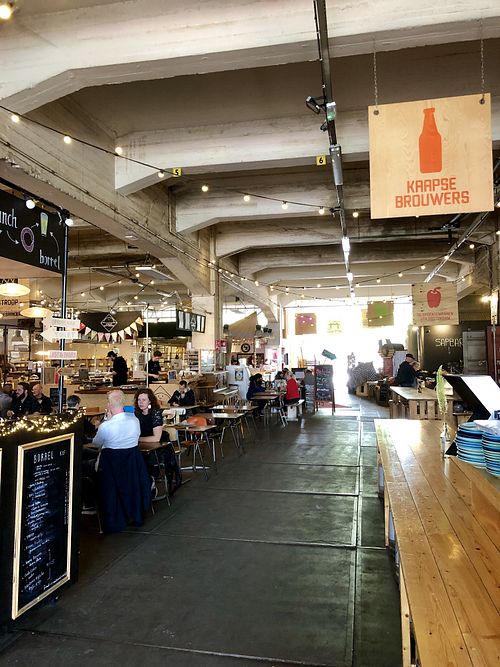 From one side of the entrance looking to the other side entrance at Fenix Food Factory in Rotterdam