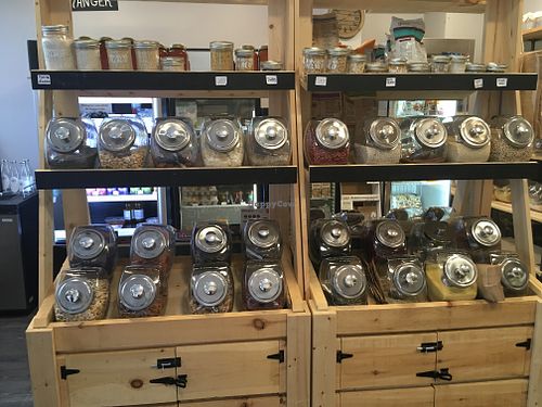 Bulk items (mason jars available at store) at La Boutique Santé in Montreal