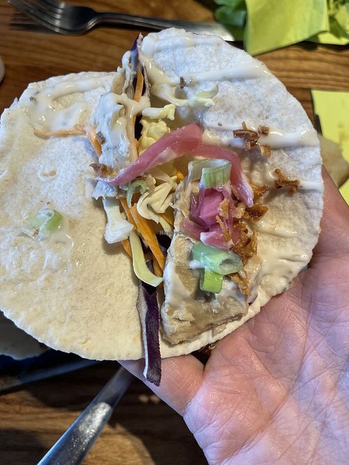 Two pieces of mock meat - hard and staff didn’t care   at Harvester in Portsmouth