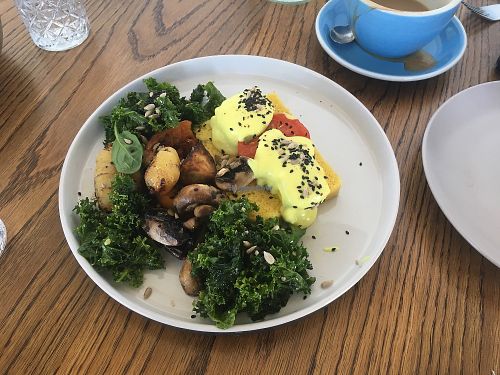 Vegan eggs Benedict  at Moment in Christchurch