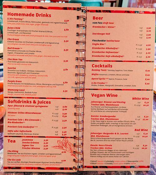 Menu page at li.ke at li.ke in Berlin