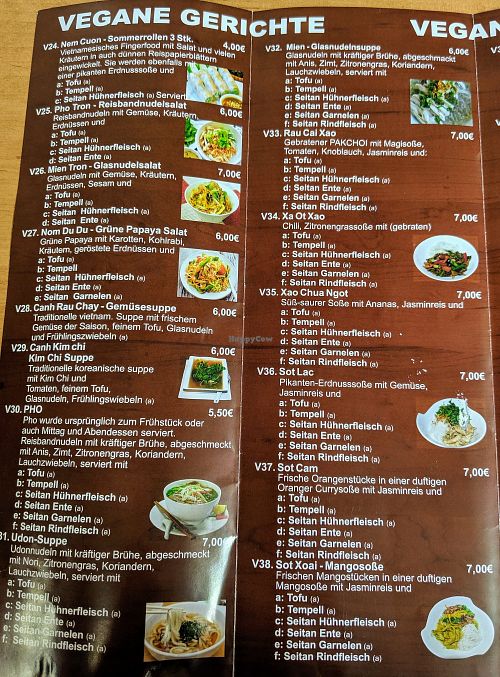 Vegan menu at Pho Binh in Leipzig