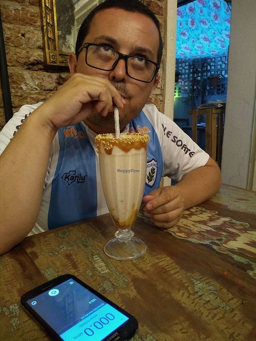 Vegetable milk shaked with paçoca (a Brazilian candy made of peanut flour) at Cafe com Proposito in Londrina