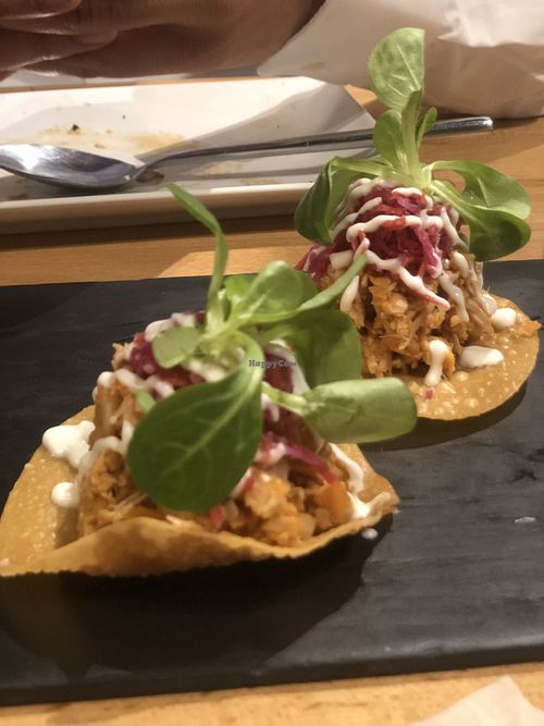 Jackfruit tacos   at Roots & Rolls in Barcelona