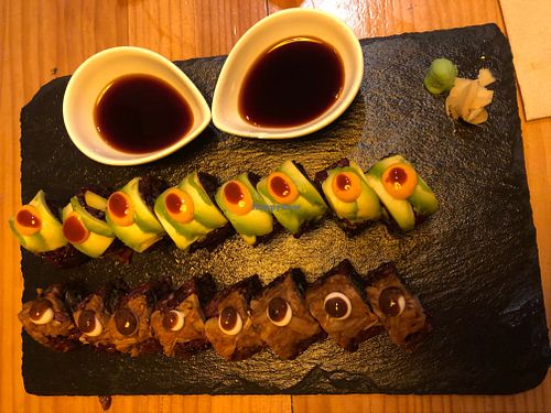 Srirango & jackfruit sushi rolls at Roots & Rolls in Barcelona