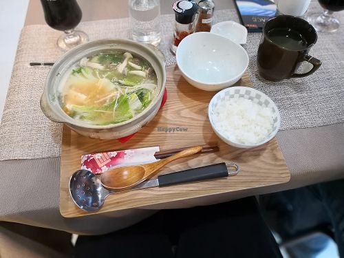 Vegan hot pot (miso) at Peace Kawaguchiko in Yamanashi