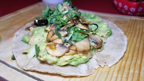 Vegan taco with avocado and mushrooms at Laka Laka  in Tijuana
