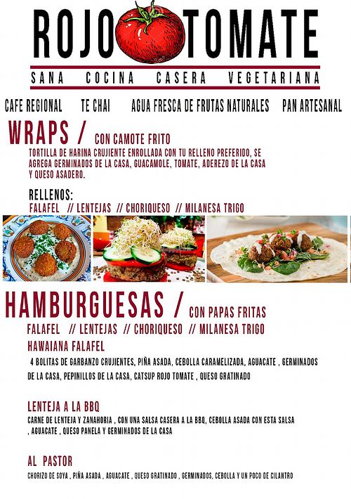 Menu at Rojo Tomate in San Cristobal De Las Casas