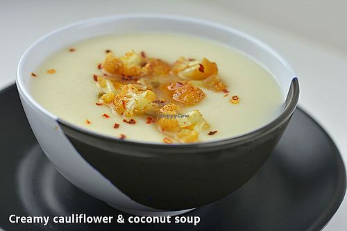 Creamy cauliflower coconut soup at Tivoni Vegan Kitchen & Bakery in Lancaster