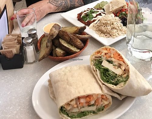 Mekong sandwich, roasted potatoes, Mexican plate at Aux Vivres - St Laurent in Montreal