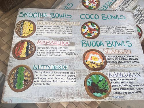 bowl menu at Glow - Balay Kubo in El Nido