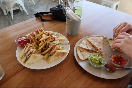 Club sandwich and quesadilla  at I Am Vegan Babe in Canggu