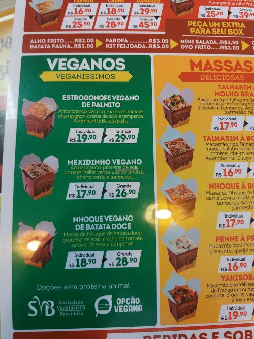 Vegan options at Brasileirinho Delivery in Blumenau