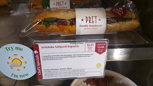 Artichoke antipasti baguette at EDI - Pret a Manger - G13 in Edinburgh