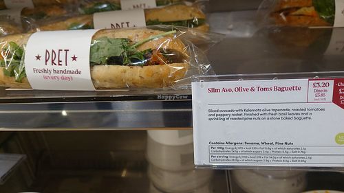 Slim avo, olive & toms baguette at EDI - Pret a Manger - G13 in Edinburgh