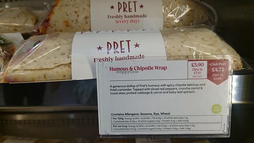 Hummus & chipotle wrap at EDI - Pret a Manger - G13 in Edinburgh
