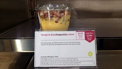 Mango & banana sunshine bowl at EDI - Pret a Manger - G13 in Edinburgh