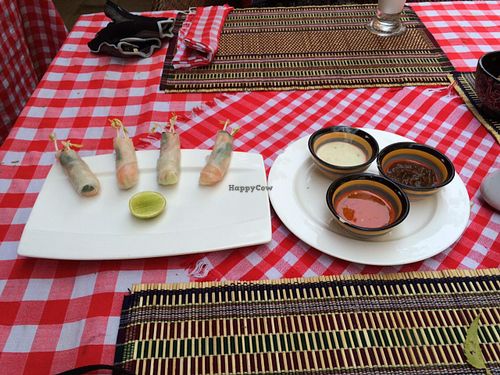 Rice paper rolls.  It came with 5, we'd already eaten one ;-) at The Moon - Old Bagan in Bagan