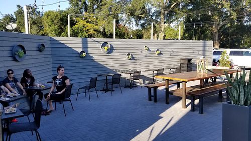 Seating out back at Leguminati Vegan Eatery in Orlando