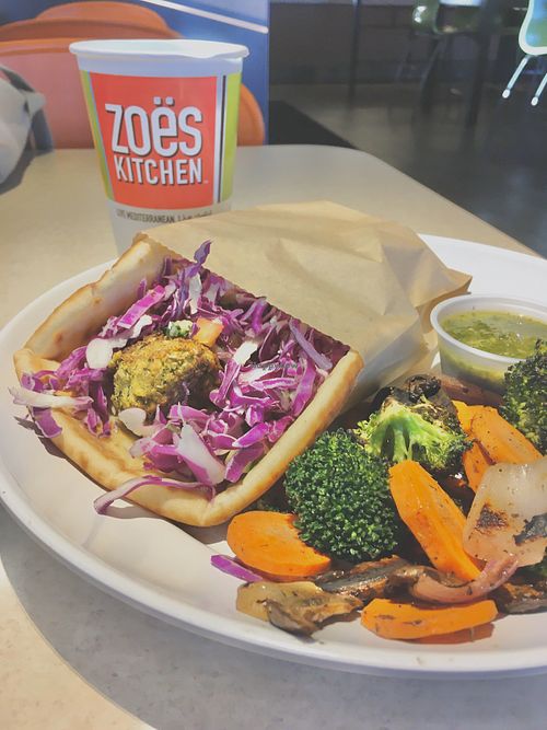 Falafel pita vegan  at Zoës Kitchen - Alma School in Chandler