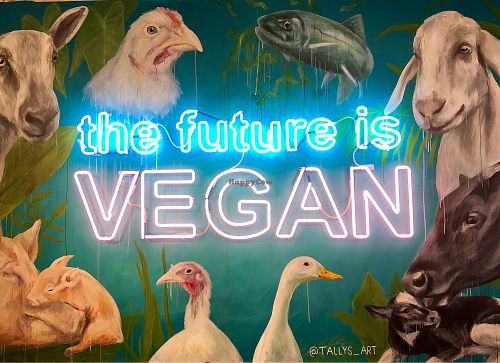 Amazing mural inside. at Unity Diner in East London