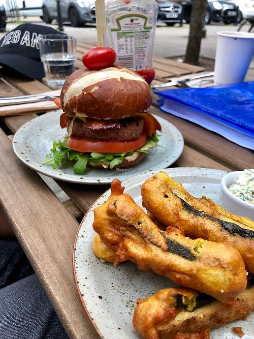 Moving Mountains burger and tofish bites. at Unity Diner in East London