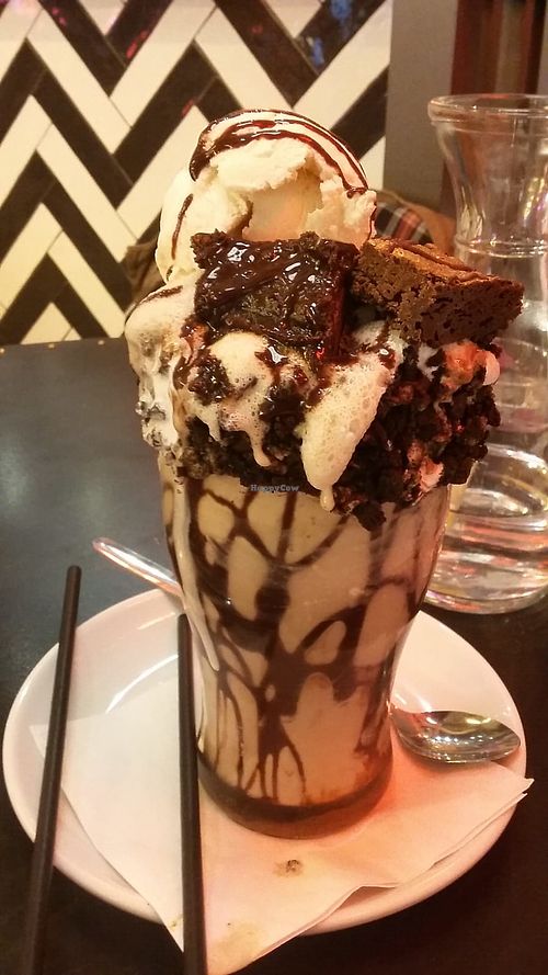 Vegan brownie freakshake at Pizza Punks in Newcastle Upon Tyne