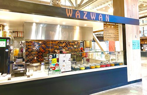 Clean and neat food court store front at Wazwan Indian Cuisine in Emeryville