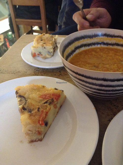 Vegan tortilla!!! And lentil soup at Phoenix Cinema in North London